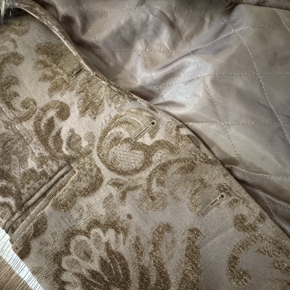 VTG Y2K George Tapestry Coat Faux Fur Collar Women's Sz S City Boujee Boss READ - Picture 4 of 8